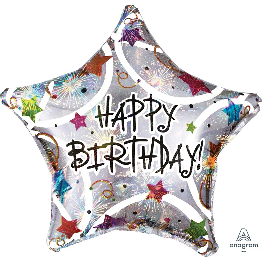 Premium Birthday Stars Foil Balloon: Holographic Wonder with Lasting Float Time