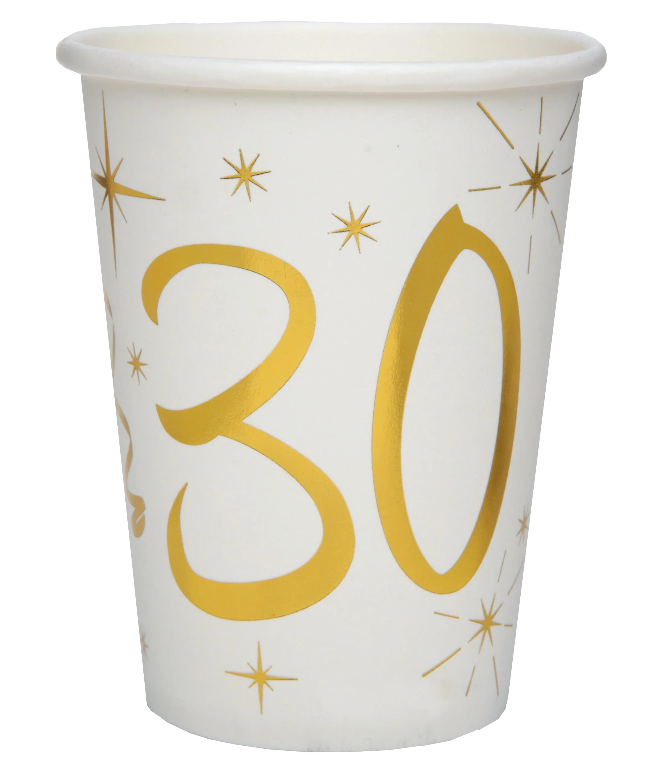 Chic 30th Birthday Gold Paper Cups - Unleash Elegance with Trend-setting Party Aesthetics!