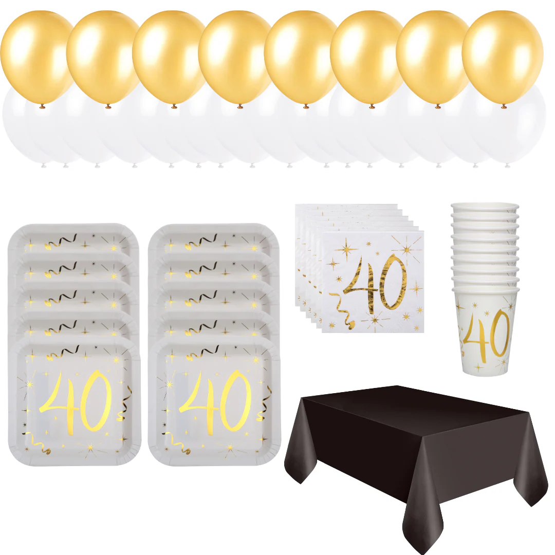 40th Birthday Gold Party Bundle - Effortless Celebration Solution!