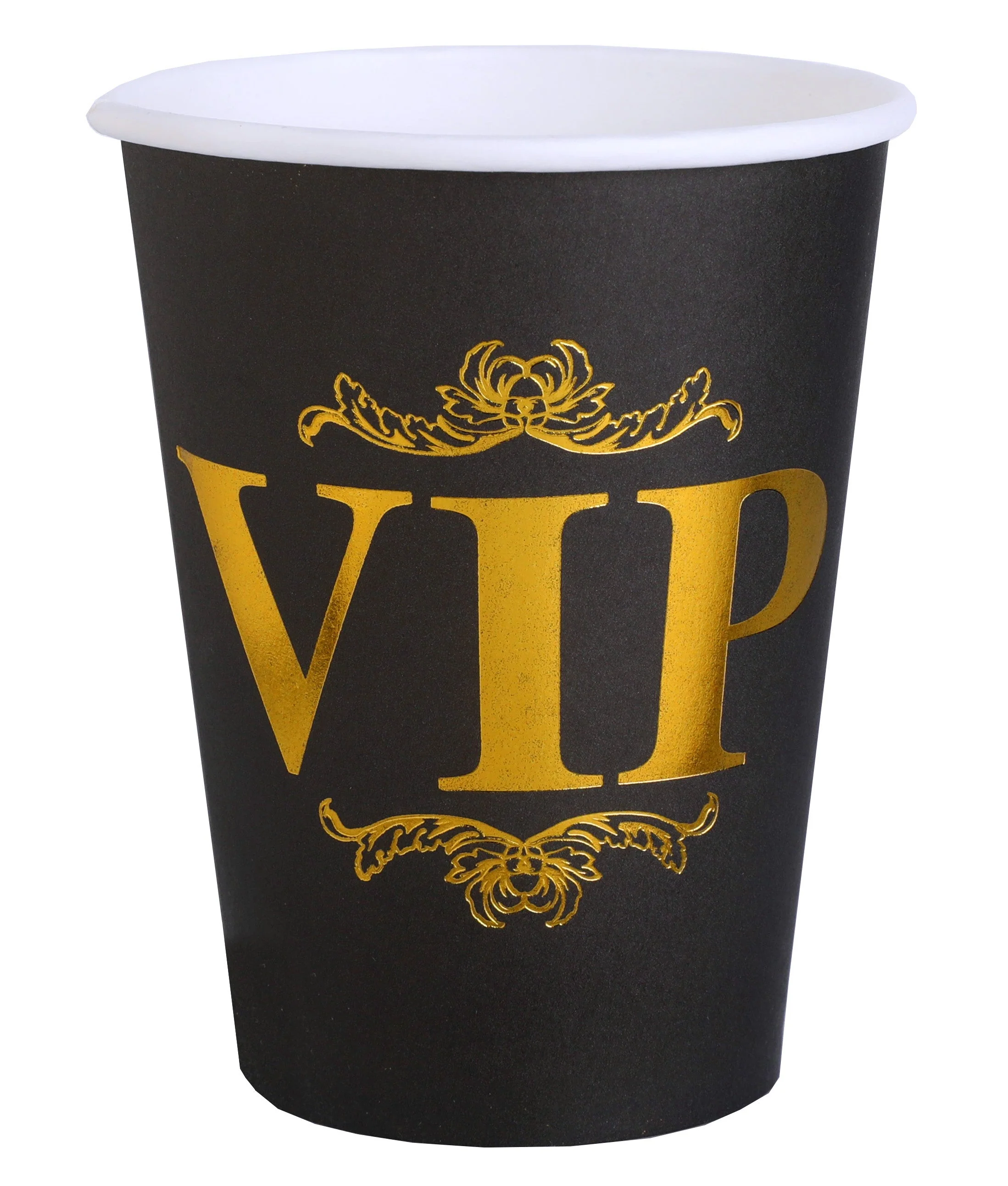 Elevate Your Birthday Bash - 10 VIP Black Paper Cups for Chic & Trendy Parties