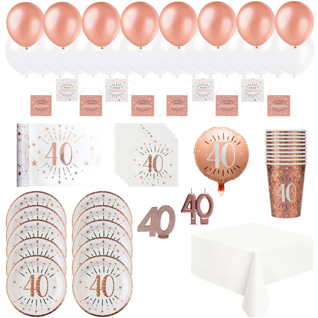Rose Gold 40th Birthday Party Bundle - Effortless Celebration Kit!