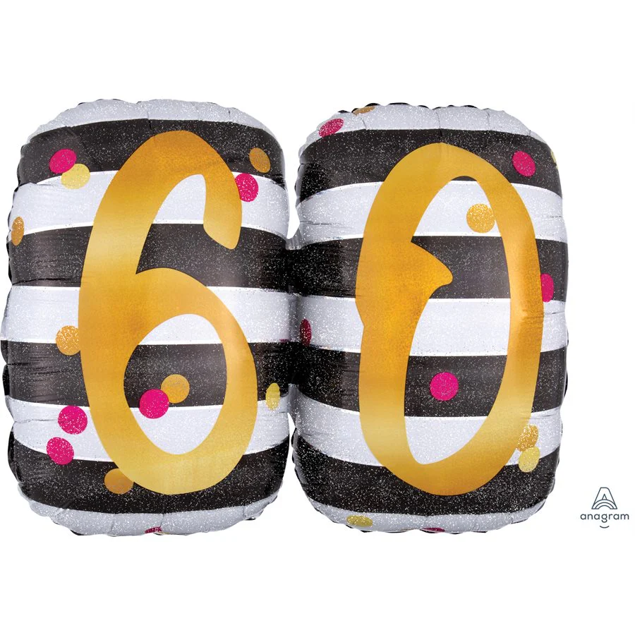 60th Birthday Celebration - Jumbo 45 inch Foil Balloon - Long-Lasting & Easy Seal