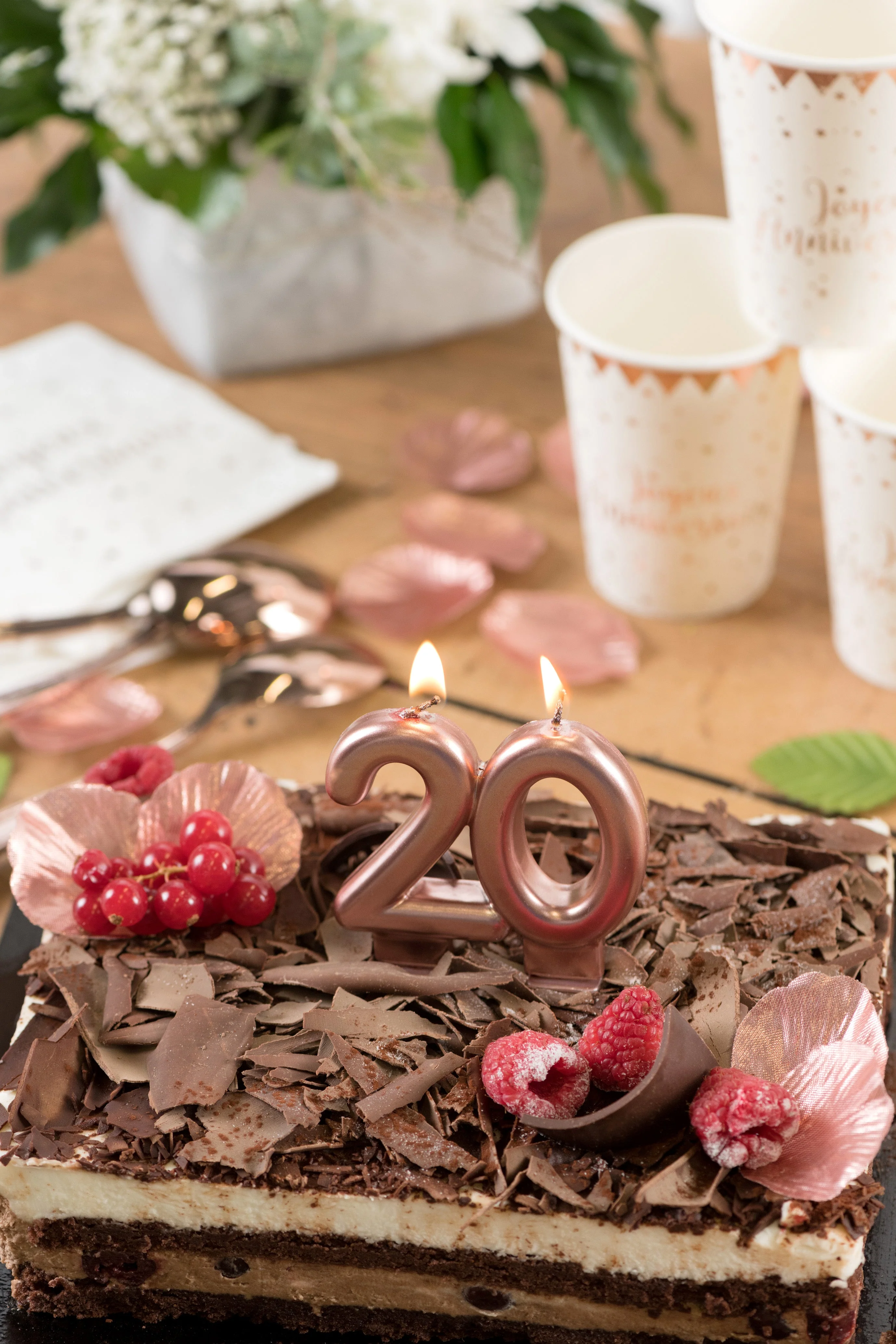 Exquisite Rose Gold 20th Birthday Candle - Perfect Party Supplies for Chic Celebrations