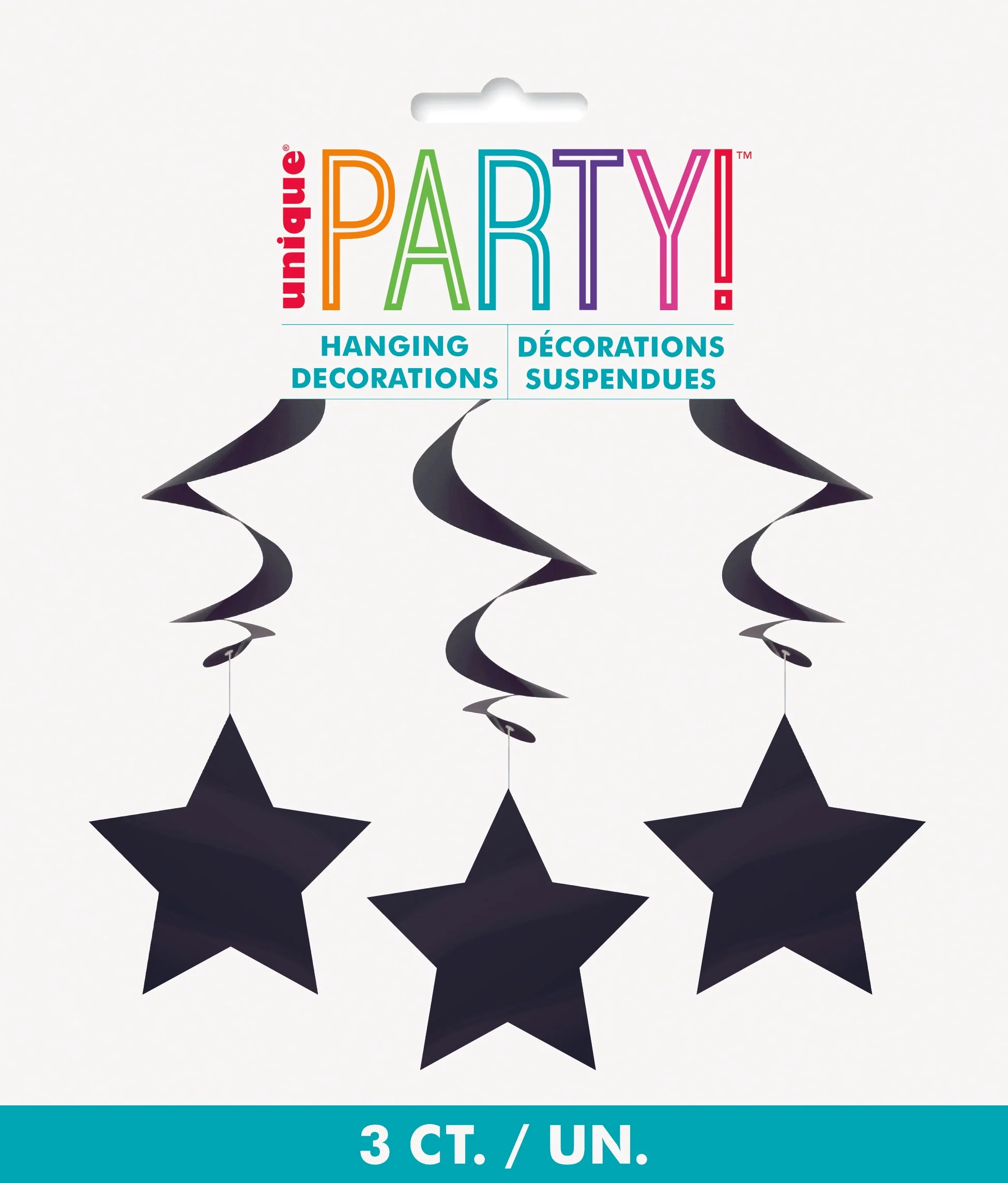 Black Solid Hanging Swirl Decorations, 26