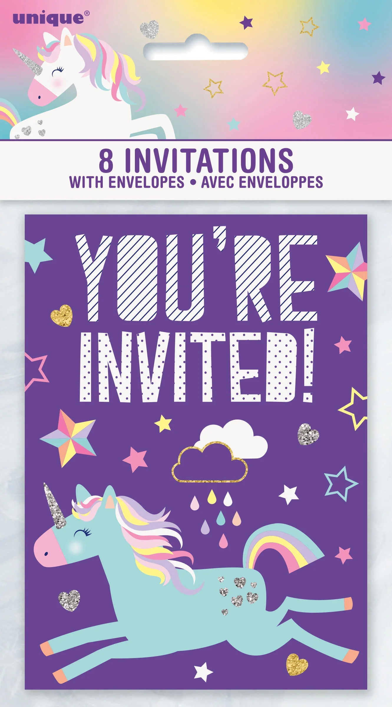 Magical Unicorn Invitation Cards - Easy Setup, Affordable Party Supplies Pack of 8