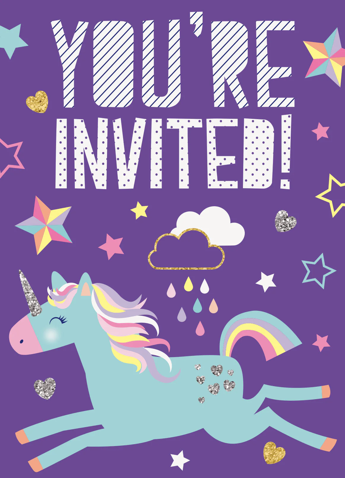 Magical Unicorn Invitation Cards - Easy Setup, Affordable Party Supplies Pack of 8