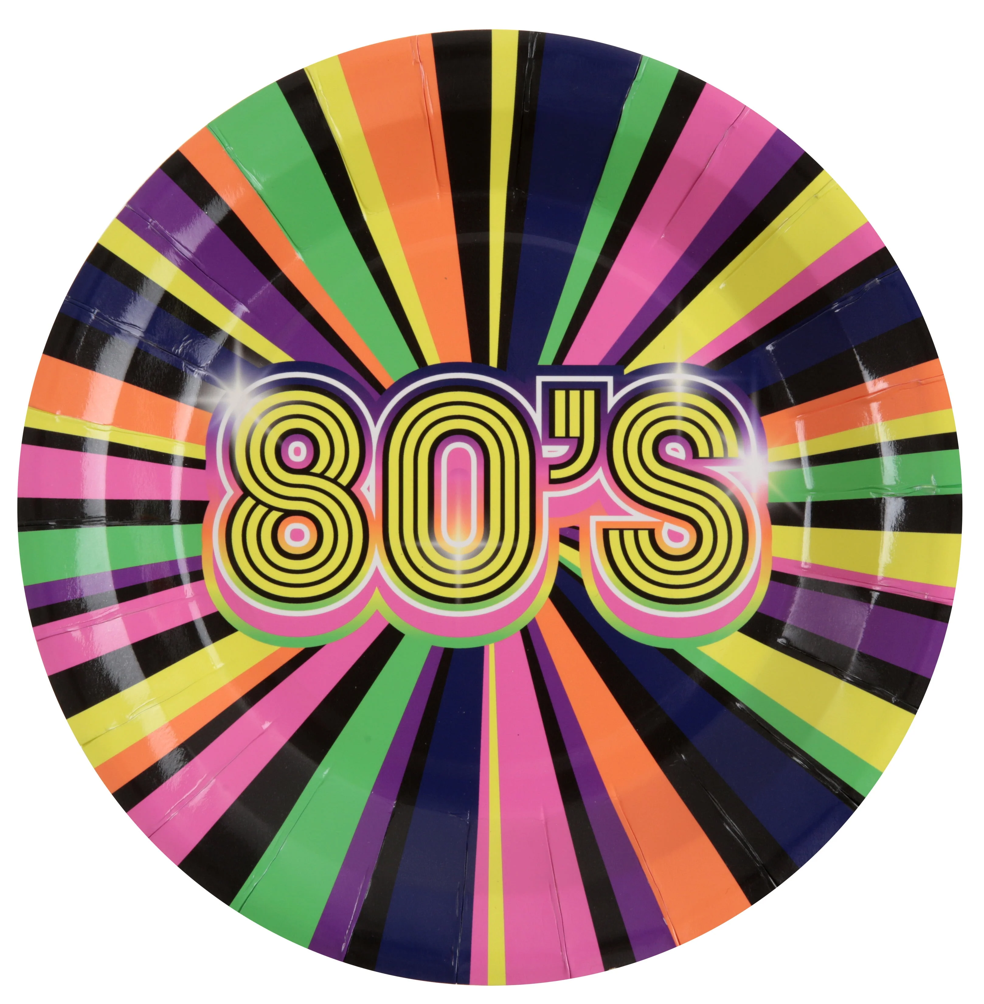 Retro 1980's Themed Party Pack - Elegant Multicolor Dinner Plates for a Stylish Bash!