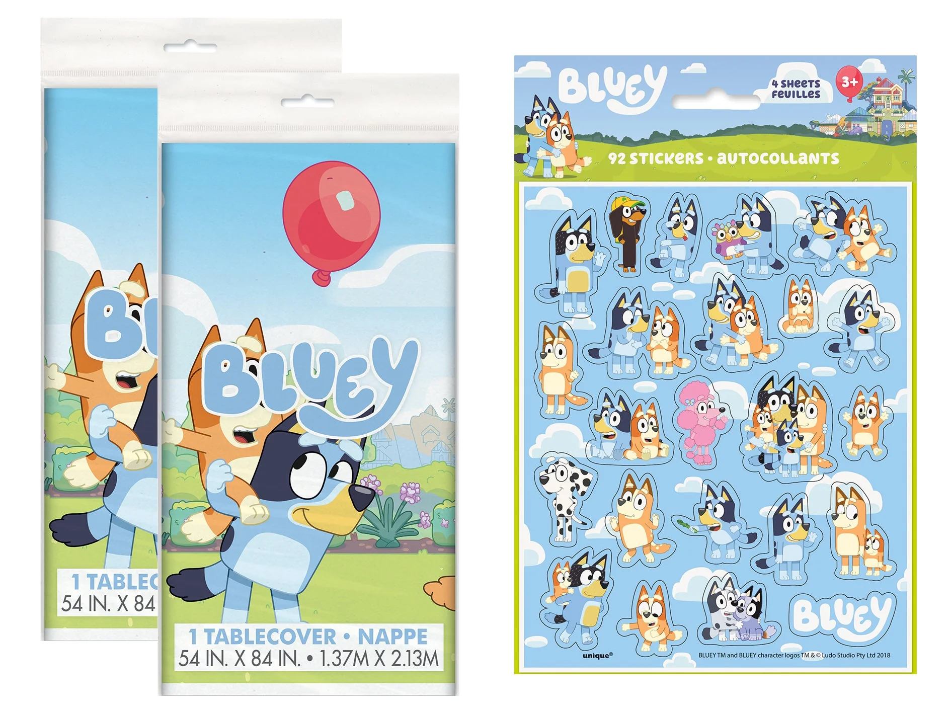 Bluey Party Bundle: Tablecloths & Stickers - Ultimate Celebration Fun!