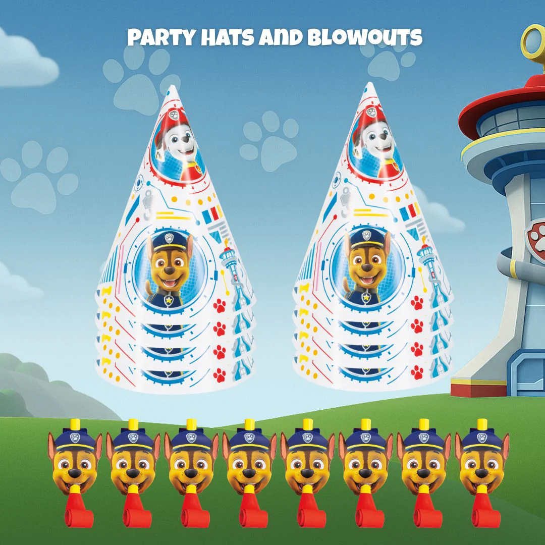 Paw Patrol Party Bundle: 8 Hats & Blowouts for Ultimate Fun!