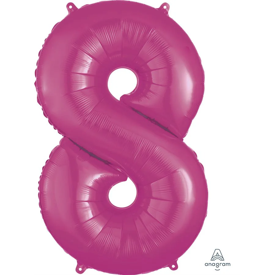 8 Pink SuperShape Foil Balloon - Perfect Birthday Decor with Long-lasting Float