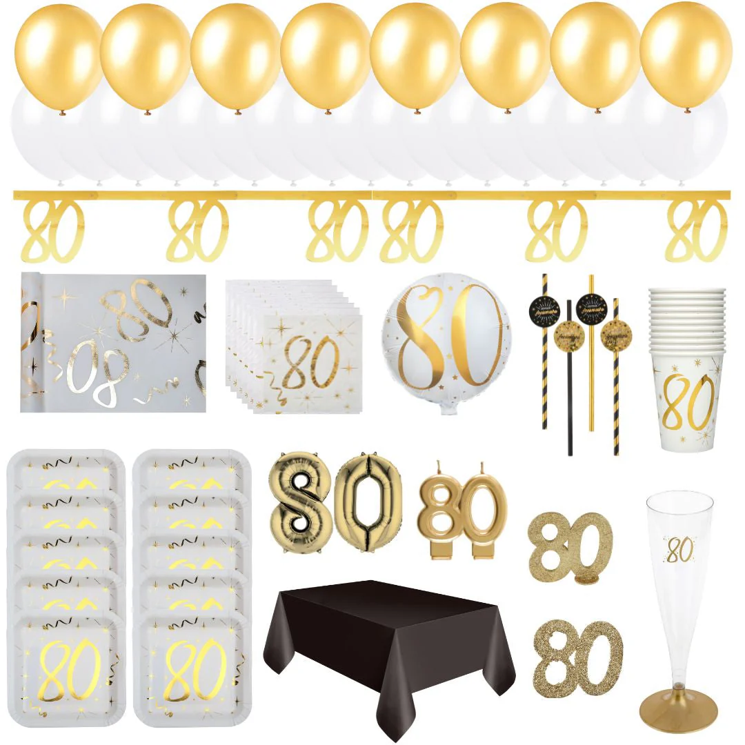 Ultimate 80th Birthday Party Bundle: Gold Celebration Essentials!